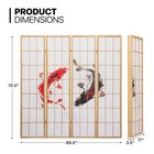 Japanese Room Dividers 4-panel Lifelike Koi Fish Decor Shoji Screen  5 9 Ft P   