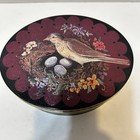 Vintage Cottagecore Oval Bird Nest And Eggs Floral Tin Empty 6 25 X 5 X 2 5 