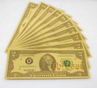Lots 10 Pcs  2 Us Dollar Color Gold Banknote Crafts Collect Unusual Beautifully