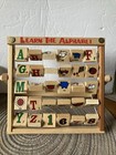 Vintage Wood Learn The Alphabet Folding Educational Flip Toy Unused With Box
