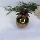 Vintage Eve Lucas Mexico Mixed Metal Brass Copper Pineapple Container With Lid