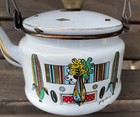 Georges Briard Vintage Enamel Coffee teapot Green Garden Mcm Retro