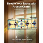 32 X 10 In Stained Glass Window Panel With Hanging Chain Multicolor