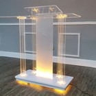 Lighted Clear Acrylic Led Podium Pulpit Wood Lectern Churches Synagogue Temple