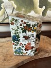 Vintage Daher Floral Flower Metal Tin Container  Made In England Flip Top Lid