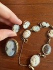 Vintage Shell Cameo Set  12ktgf Bracelet  Brooch And Earrings