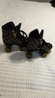 Vintage Roller Derby Youth Quad Roller Skates Black Gold Polka Dot Glitter