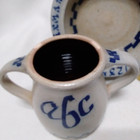 Rowe Pottery Works Usa  Baby 2 Handled 1989 Alphabet Mug   Bowl Salt Glaze