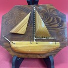 Vintage Handcrafted Wooden Sail Boat Wall Art Plaque 3-d   