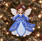Diy Winter Frost Snow Fairy Embroidered   Sequin Christmas Felt Ornament Kit New