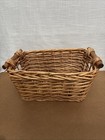 Vintage Rustic Rectangular Woven Wicker Storage Basket W handles 16   wx10 5dx8h