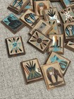 40 Native American Navajo Mini Sand Art Tiles - 2   x 2 5    On Beveled Wood