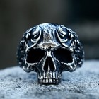 Vintage Flower Vine Skull Ring Stainless Steel Men s Gothic Hip Hop Skull Ring