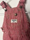 Vintage Oshkosh Baby Bgosh Red Engineer Stripe Denim Vestback Overalls Sz 12 Mos