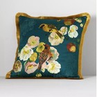 Nathalie Lete Anthropologie Marais Embroidered Satin Pillow Birds 18    Nwt 