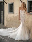 Elegant Mermaid Wedding Dresses Sweetheart Sweep Train Lace Applique Bridal Gown