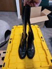 Women   s Michael Kors Black Leather Knee High Riding Boots Side Zip Mk Buckle 8