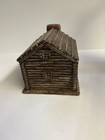 Vintage Byron Molds 1985 Ceramic Log Cabin Brown House Village  family Christmas