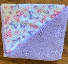 Pink Purple Butterfly Baby Blanket Plush Sherpa Lilac Lavender Soft Cuddle Time