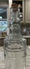 Vintage 12 Inch Tall Clear Glass Bottle Raised Design Home Decor Collectibles