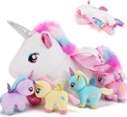 5 Pieces Unicorn Stuffed Animals - 1 Mommy Stuffed Unicorn With 4 Babies - Un   