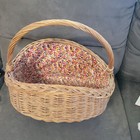 Vintage Large Wicker Woven Market Basket Floral Liner