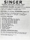 Singer  2502 Sewing Machine Universal Instruction Manual