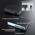 4 Port Gigabit Poe Switch W  1 Gigabit Uplink  Extend Mode Output 65w 803 af at