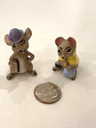 Vintage Hagen Renaker Pair Of Derby City Country Mouse Mice Yellow Shawl Purple