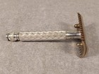 Vintage Gillette 3-piece Brass Open Comb Safety Razor Double Silver Tone W box
