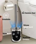 Ceramic Toilet Brush And Holder Set - Freestanding Deep-cleaning Toilet Bowl Cle
