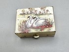 Vintage Swan Bird Brass Snap Tight Travel Mini Original Sewing Kit Box Austria