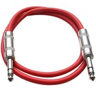 Seismic Audio 4 Pack Of 2 Foot 1 4 Inch Trs Patch Cables - 2 Blue 2 Red
