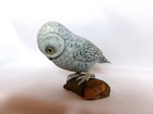Nicely Detailed Vintage Hand Carved   Hand Painted Wooden Snow Owl Figurine