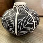 Leslie Thompson Ceramic Pot Vase 3  Geometric Hand Carved Art Pottery