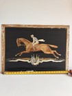 Antique French Silk Equestrian Tapestry Panel Tassinari   Chatel  Horse   Jockey