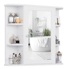 Bathroom Wall Cabinet With Mirror - Mounted Medicine Storage  4 Shelves  Over To