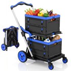 Folding Shopping Cart With Wheels Collapsible Cart With Storage Crate 2-layer