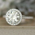 White Moissanite 2 50 Ct Round Cut Wedding Ring Set Solid 14k White Gold Size 6