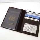 Genuine Leather Passport Cover Travel Document Organizer Usa Emblem Gold