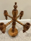 Vintage Wooden Wood  17 5    Tall Candelabra 4 Hole Candle Holder
