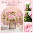 New 4 Bouquets Artificial Peonies Silk Flowers With Vase Faux Flower Arrangement