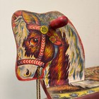 Vtg Horse Riding Wood Pull Toy W  Tin Wheels Metal Masters Toys Pony
