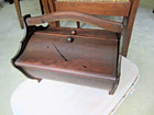 1940s Wood Sewing Box Round Basket 2 Flip Top Doors