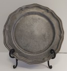 Set 6 Vintage Pewter Plates 10 5  Made In Taiwan Scalloped Edges Patina Marked