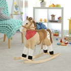 Qaba Kids Plush Ride-on Rocking Horse Toy Cowboy Rocker With Realistic Sounds