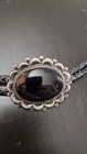 Vintage Hand Made Sterling Silver Large Onyx Native American Western Bolo Tie