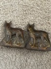  2  Antique Metal French Bulldog Bookend Paperweight Door Stop Heavy Cast
