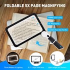Full Page Magnifier 5x Reading Glasses Large Square Handheld Lighted Book Viewer