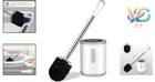White Grey Compact Toilet Brush   Holder Stainless Steel Handle Deep Clean